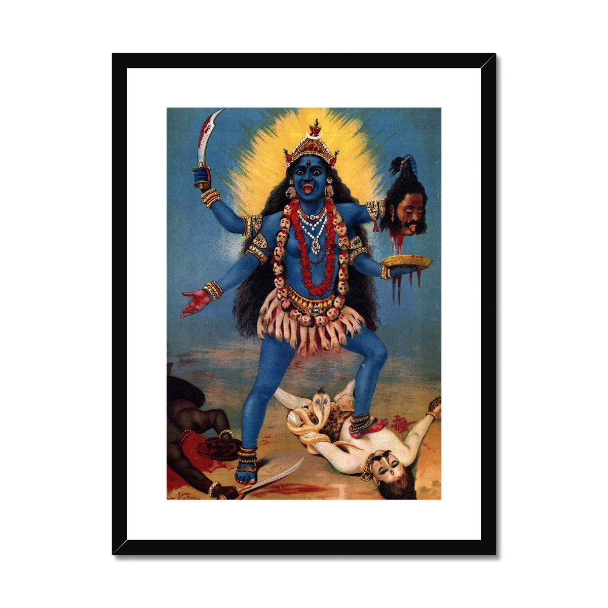 Kali Trampling offers Shiva Raja Ravi Varma Framed Art Poster