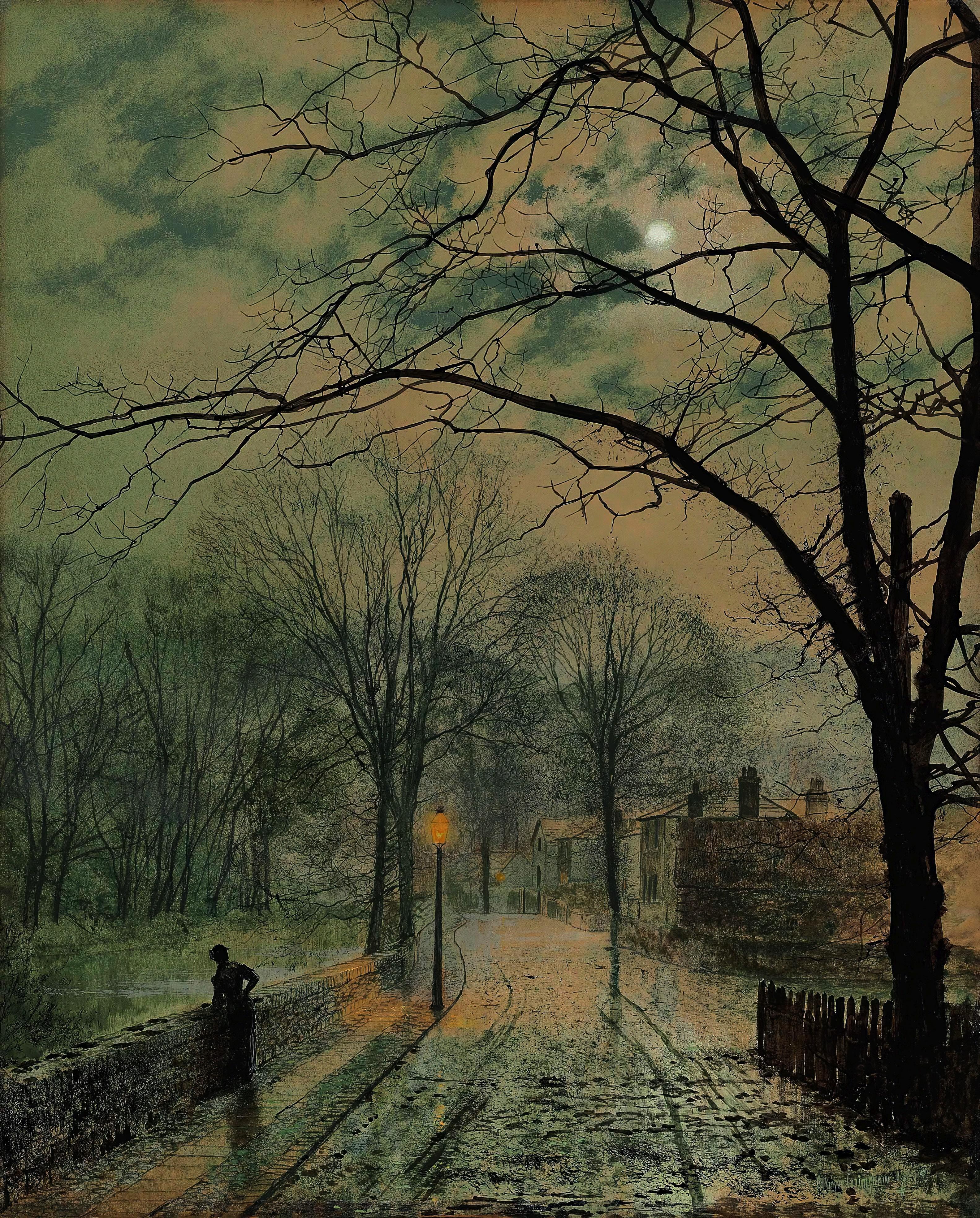 John Atkinson Grimshaw,A Moonlit Stroll Bonchurch Isle of Wight,large wall retailer art,framed wall art,canvas wall art,large canvas,M6202