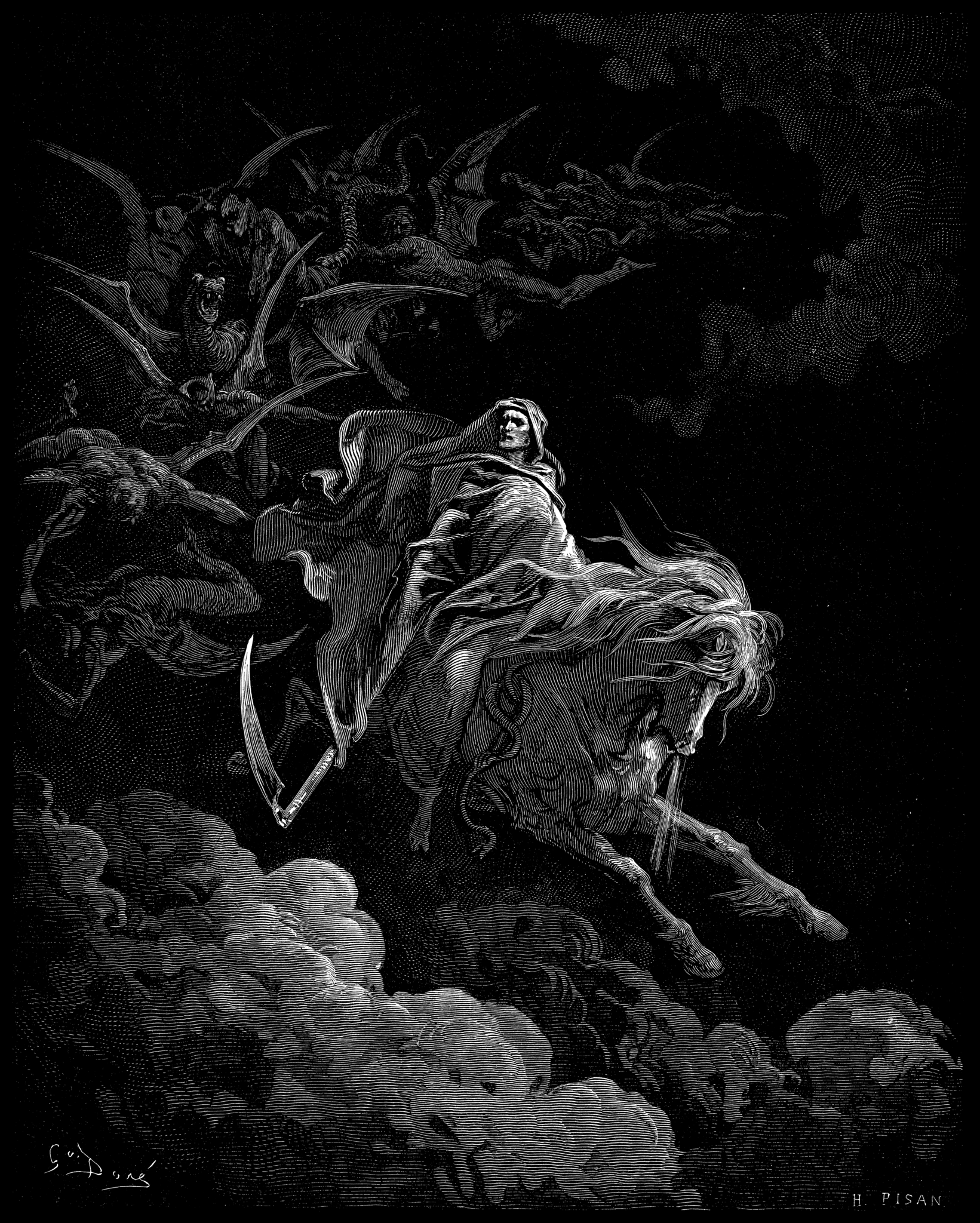 Death　by　Fine　Buy　Art　Gustave　–　Pale　the　Online　Art　Dark　Dore　on　Prints　Horse　Gloomy