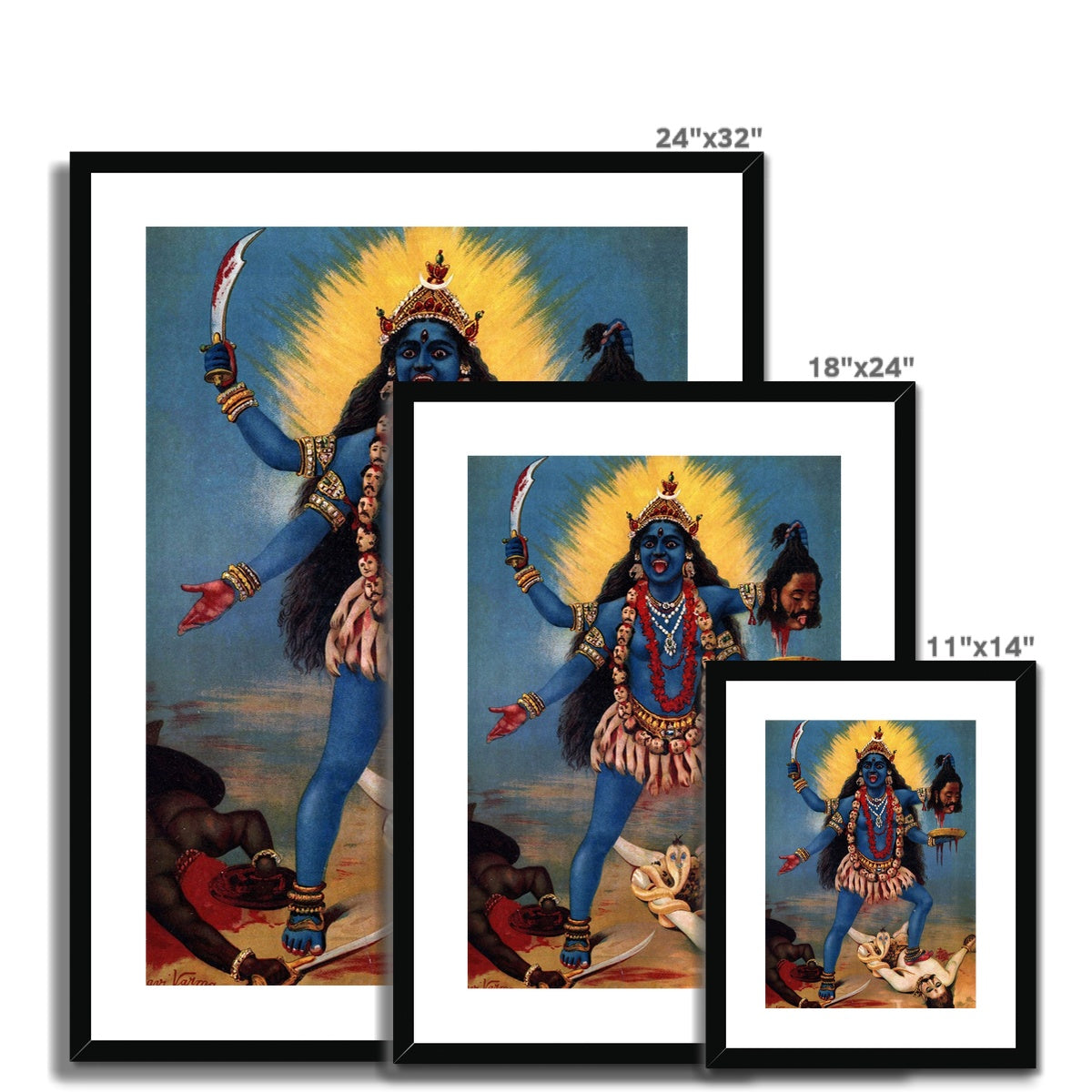 Kali Trampling Shiva Raja Ravi Varma good Framed Art Poster